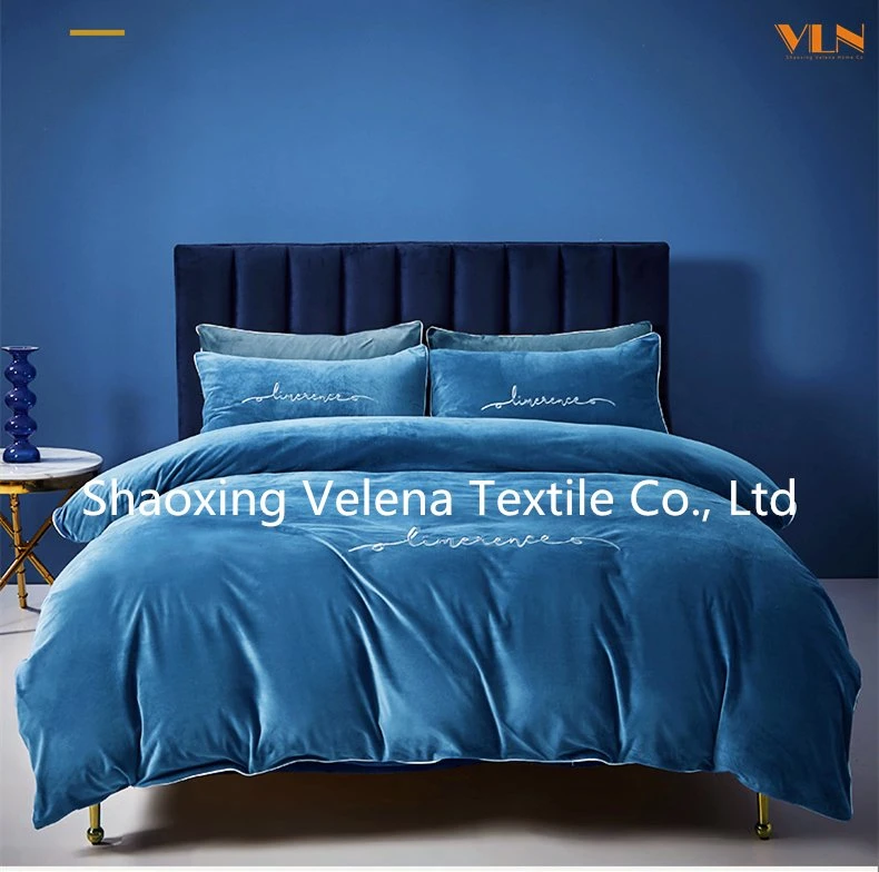 Full Size 100% Polyester Holland Velvet Environmentally Friendly Antibacterial Fabric 4 in 1 Comforter Cover Bed Sheet Bedding