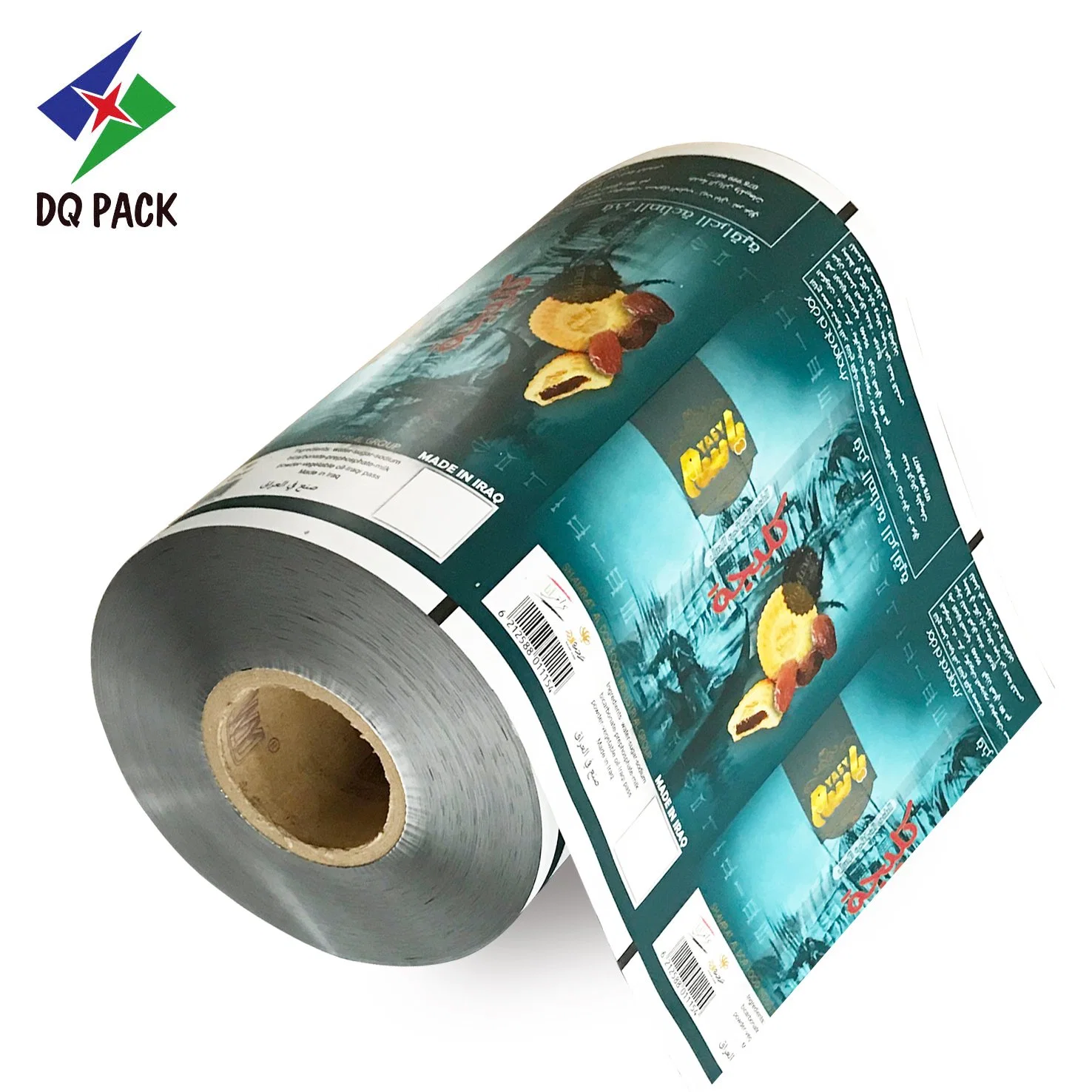 Dq Pack Custom Printed Food Grade Laminat Kunststoff Aluminium Folie Soft Plastic Customized Sealing Roll Film Kunststoff Roll Film für Sandwich Biscuit Verpackung