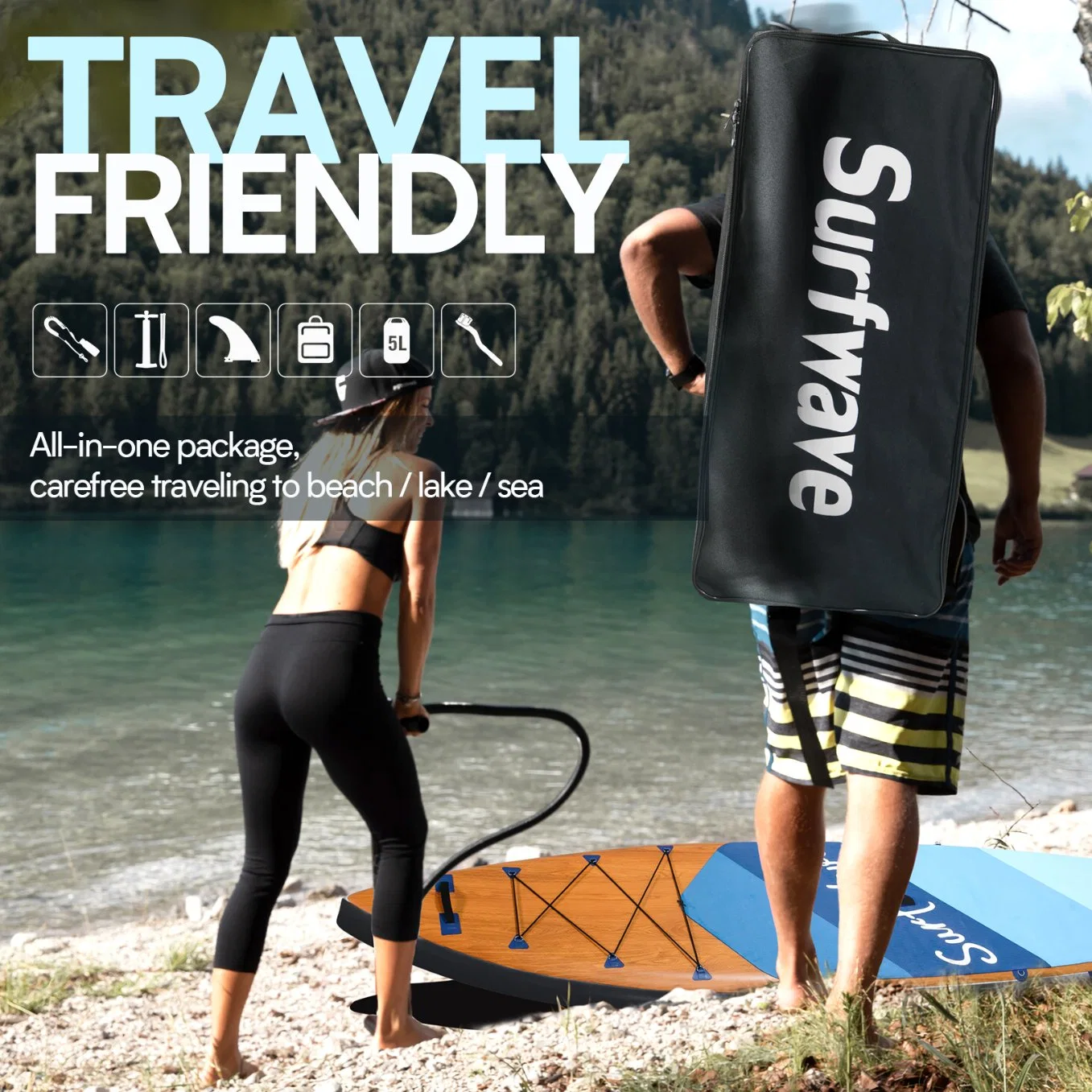 Wood Color Wooden Inflatable Stand up Paddle Board with CE