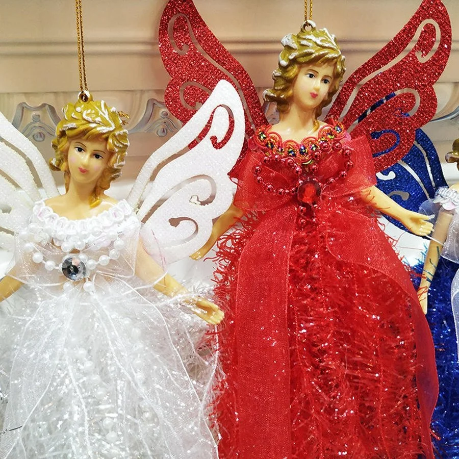 Colores de lujo caucho plástico Colgante Angel adornos para Navidad Decoración de árbol