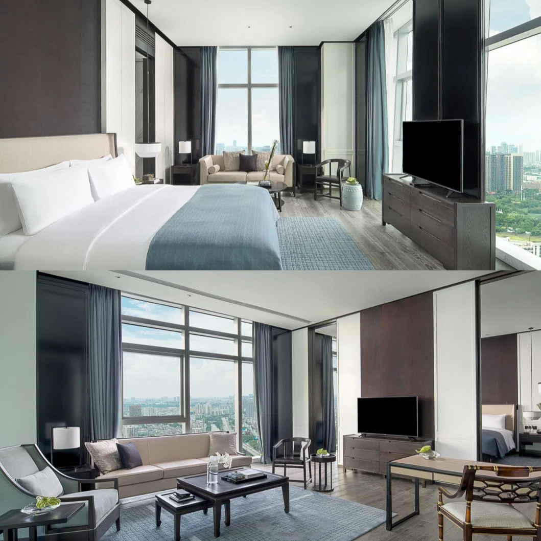 Nuevo diseño de lujo King Size Madera personalizada y contrachapado con Chapa Regency Yabo Hotel dormitorio Apartamento Muebles para 5 estrellas Hotel Sofitel