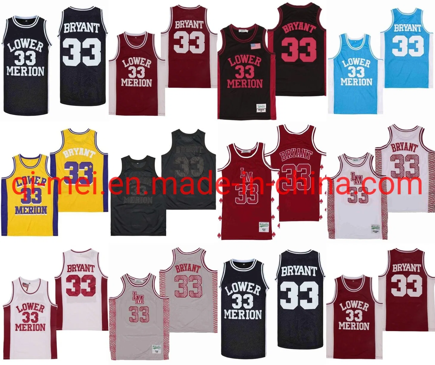 Dropshipping Amazon Lower Merion 33 24 Bryant High School Maroon Black S-3XL Sport Basketball Jerseys