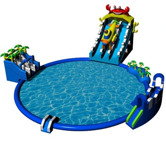 Ocean Theme Aufblasbarer mobiler Wasserpark für Unterhaltung