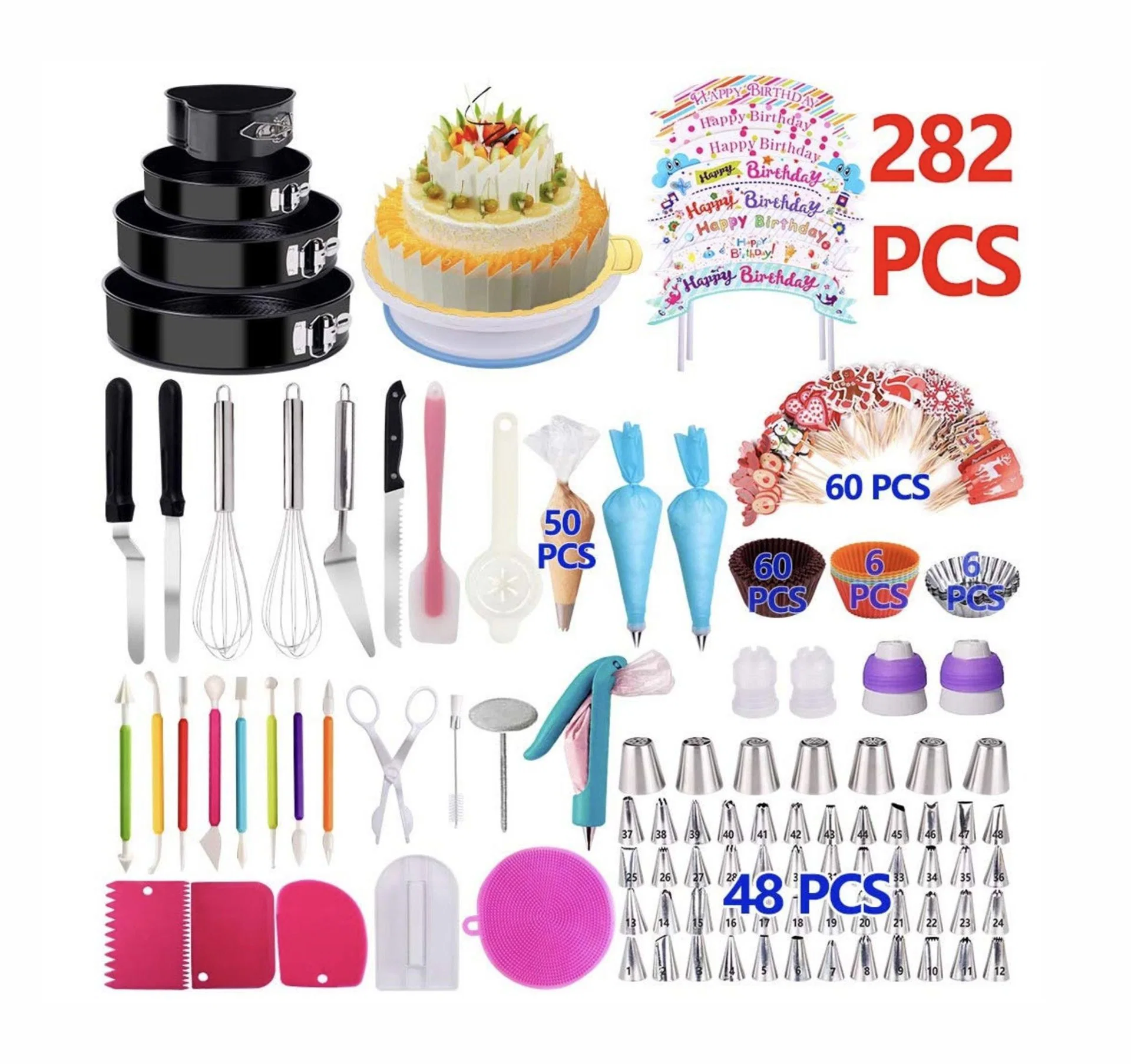 Baking Kit Supplies Making Full PCS Metal Stainless Steel Silicone Turntable Stand Fondant Decorating Cake Tool Set