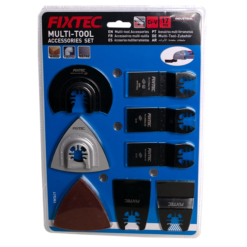 Fixtec rascador rígido 17PCS de la herramienta de múltiples conjuntos de hojas de sierra con múltiples conjuntos de accesorios de corte de madera