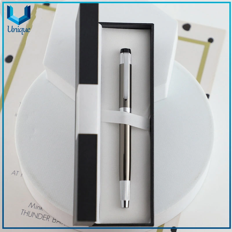 Company Gift Promotional Ball Pen Customized Logo Black Silver Classic Business Style Metal Body Twist Ballpoint Pen