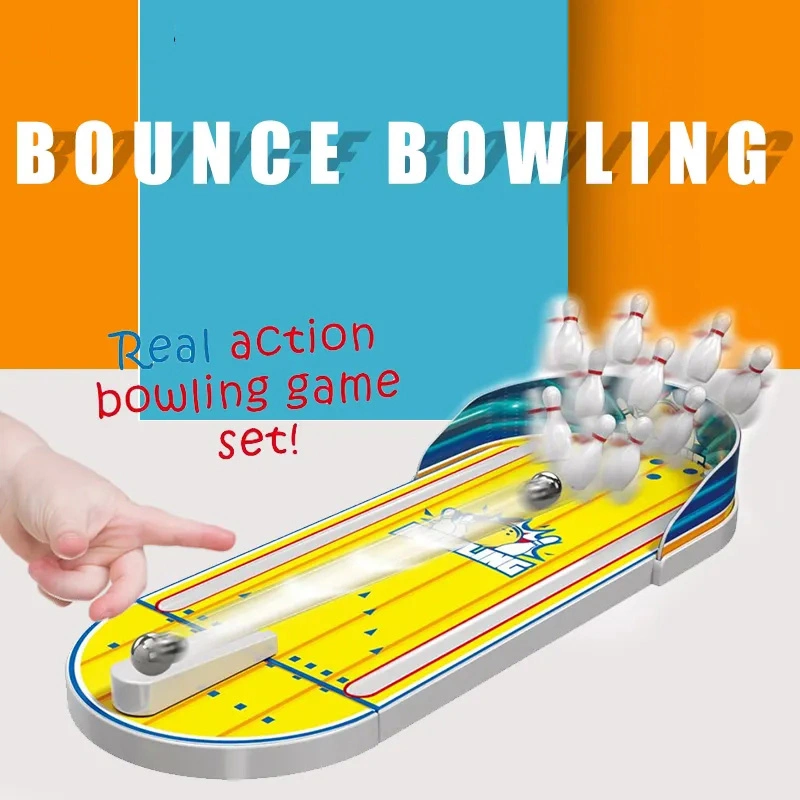 Kids Educational Toys Mini Bowling Game Desktop Bounce Plastic Bowling Ball Interesting Sport Game Toy Catapult Bowling Game