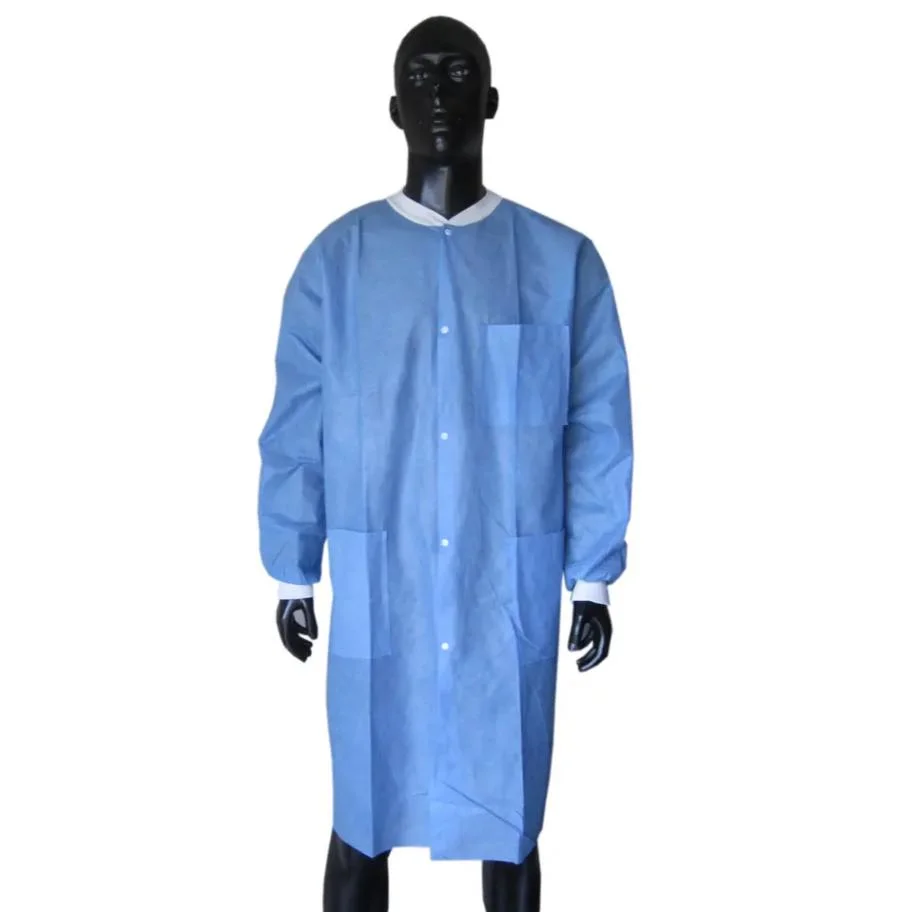 Blouse de laboratoire des combinaisons de protection enduire blouse de laboratoire jetables uniforme bleu de vêtements robe d'isolement