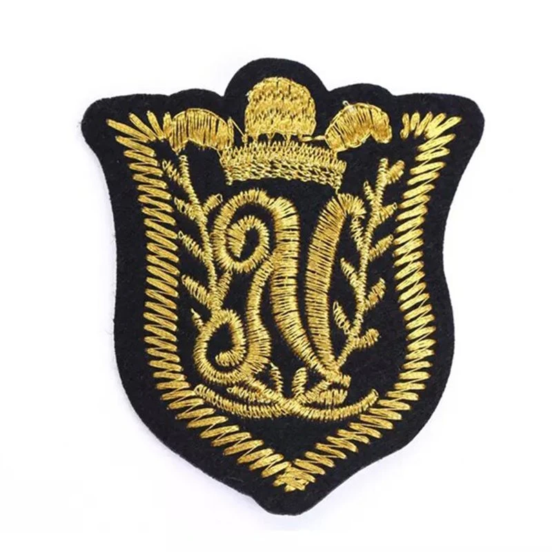 Wholesale/Supplier Sew on Laser Heat Custom 3D Brand Logo Gold Metallic Thread Embroidered Patches