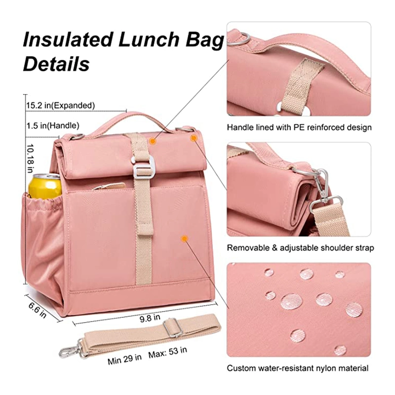 Small Portable Adjustable Outdoor Insulated Lunch Picnic Bag Box Women