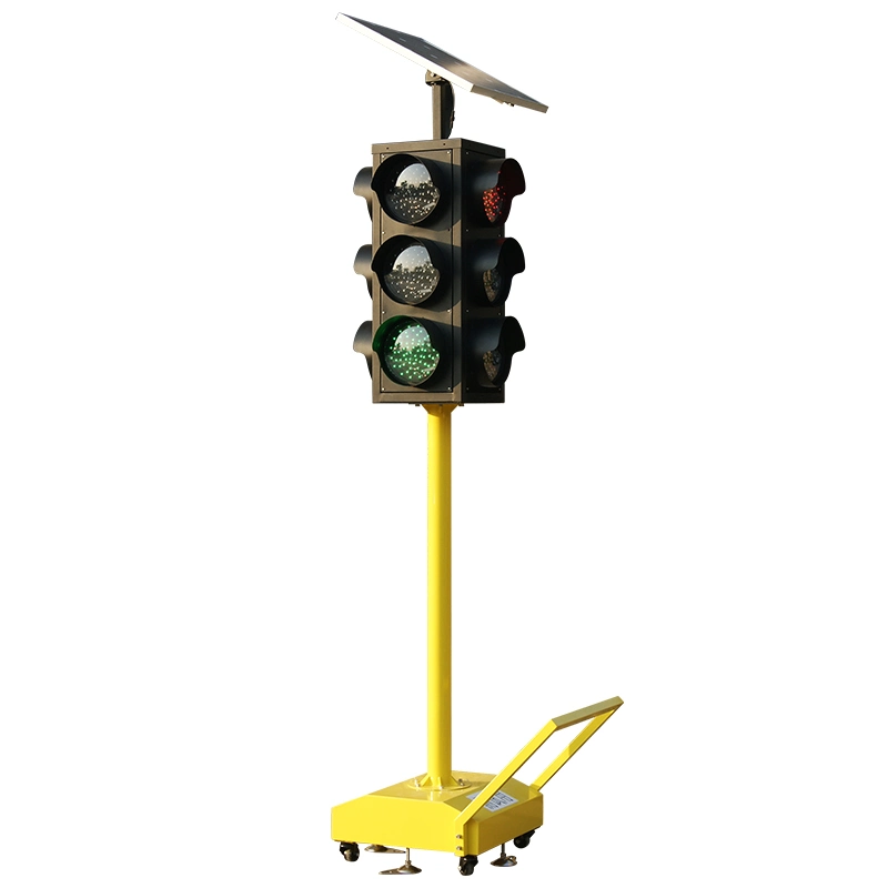 4 Aspects 3 Colors Solar Powered Mobile Signal 12V Portable LED Roadways Movable Traffic Light