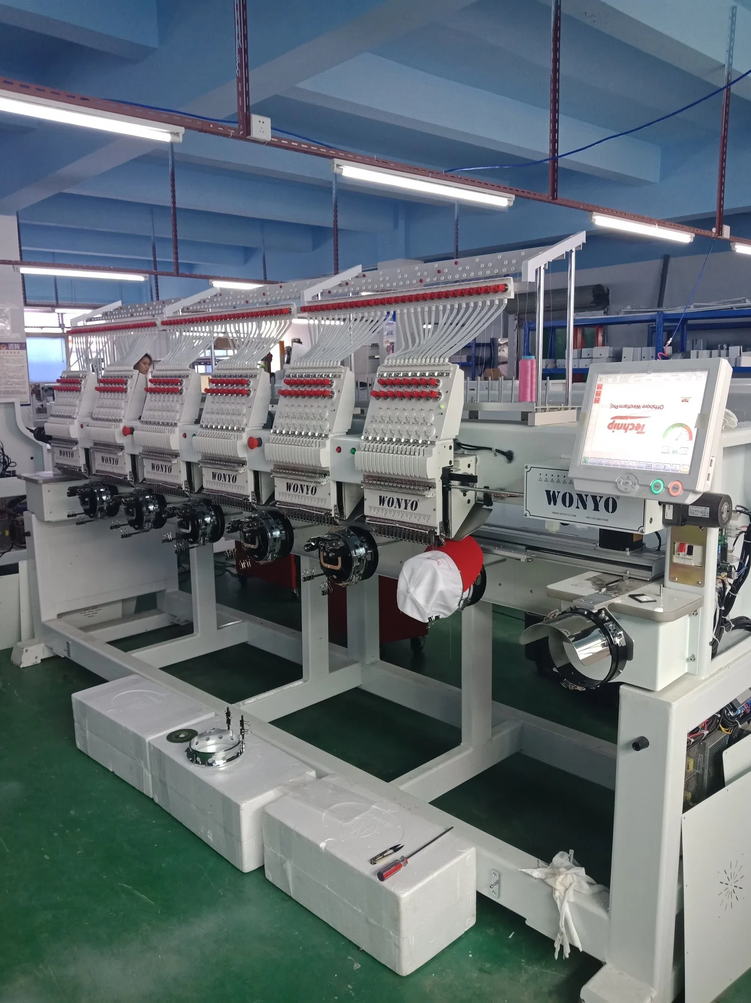 Wonyo 6 Head Tubular Screen Printing T-Shirt Textile Embroidery Machine