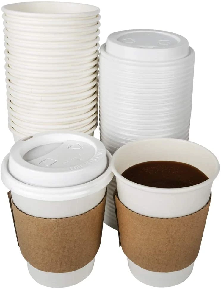 Großhandel/Lieferant Drucken mehrere Farben und Größen Einwand Einweg-Papier Cups Customized Hot Coffee Paper Cup mit Ärmeln und Deckel Hergestellt in China