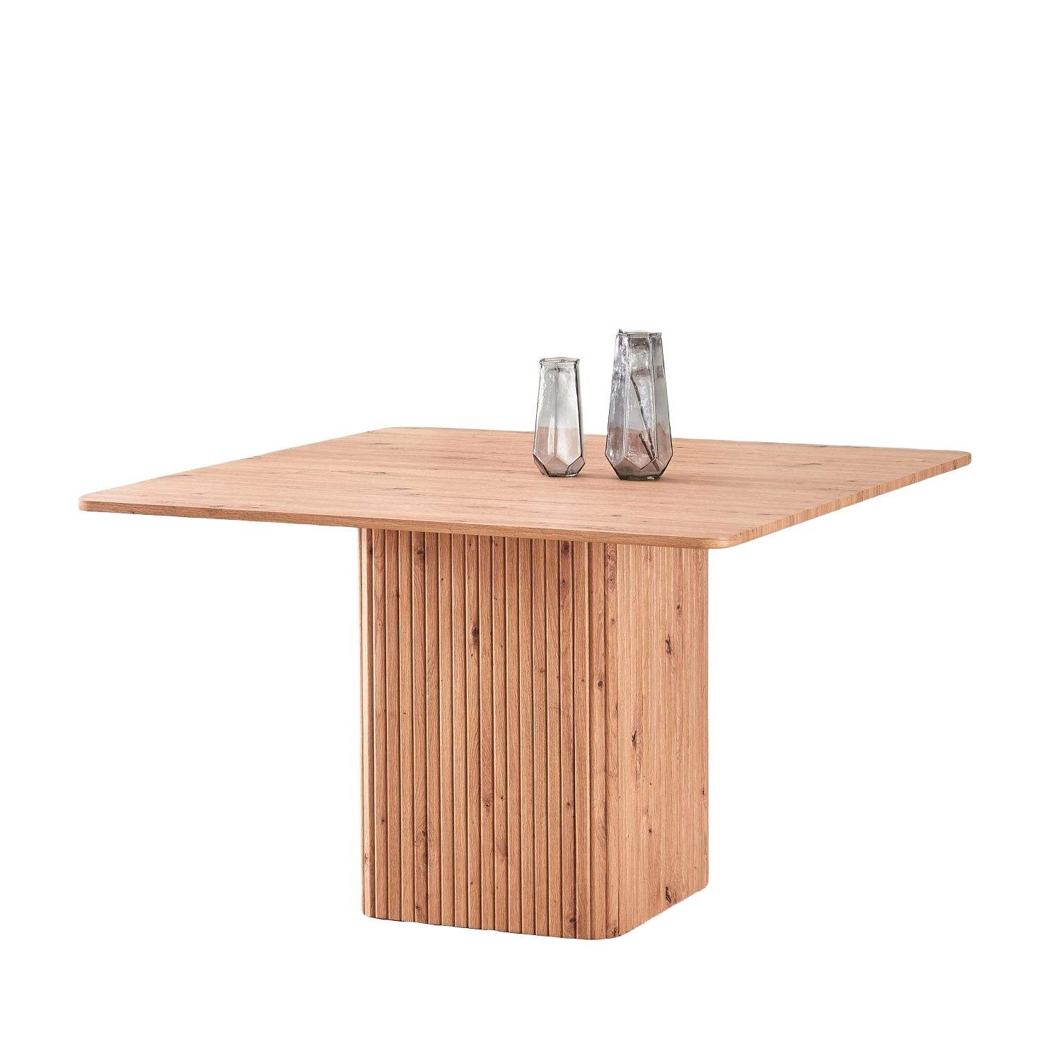 Muebles antiguos clásicos Travertinos cuadrados de lujo Nuevo MDF rectangular acanalado Mesa de comedor de madera de roble