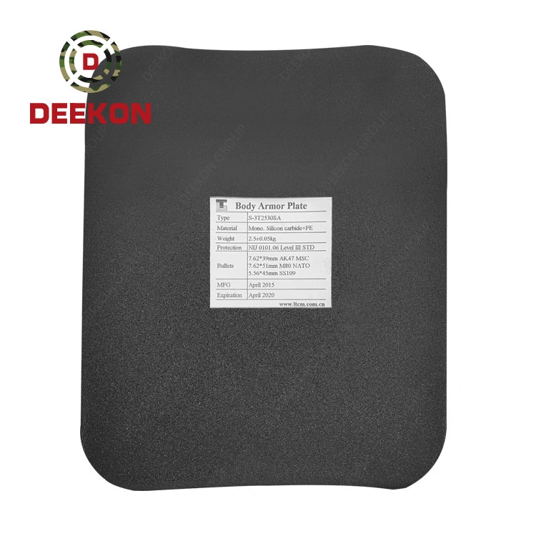 Deekon Safety protection tactique Vest Insert plate PE silicone Carbide Plaque blindée en oxyde d'aluminium