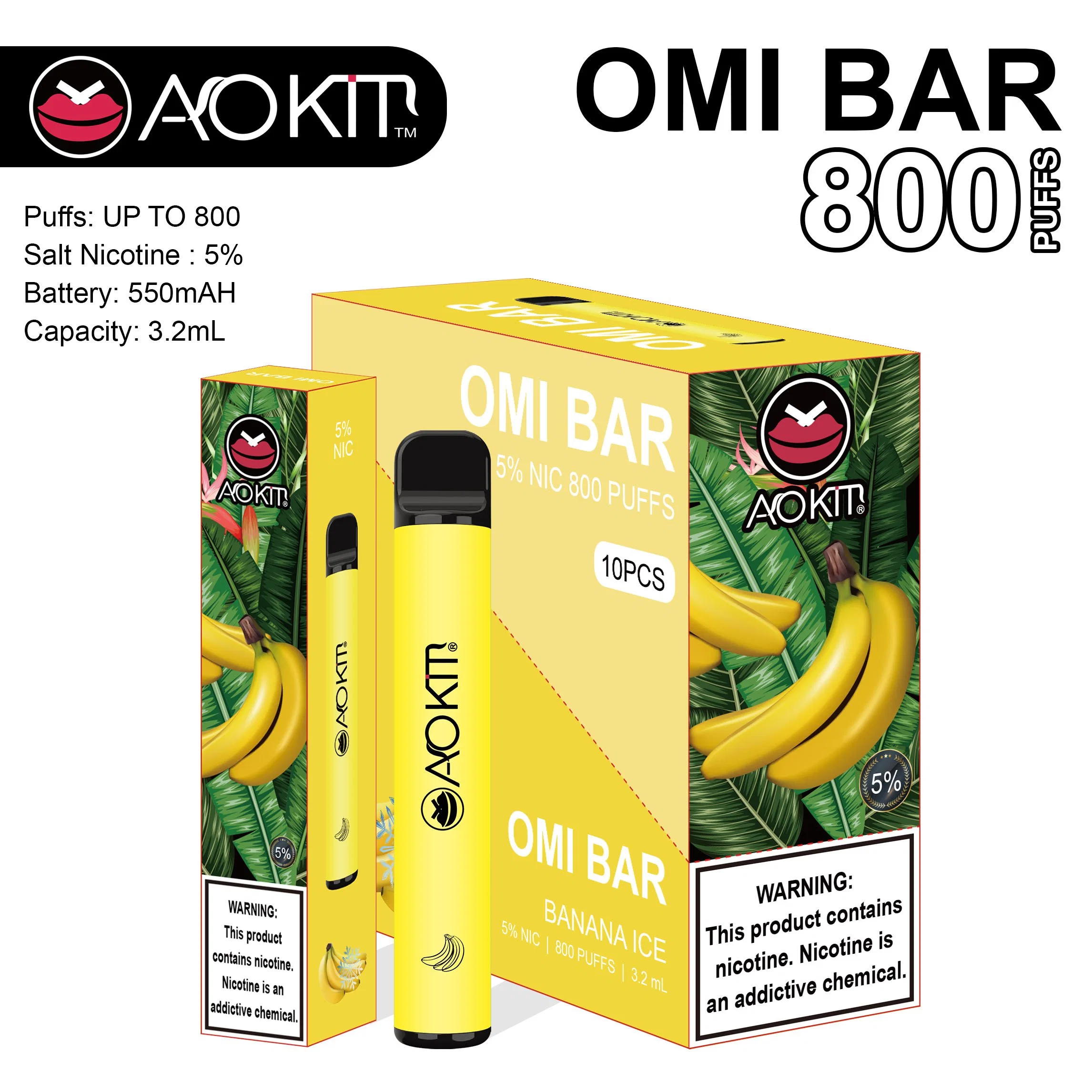 Lápiz de Vape desechables 800 inhalaciones vaporizador Aokit Omi Bar Mini E-cigarrillo