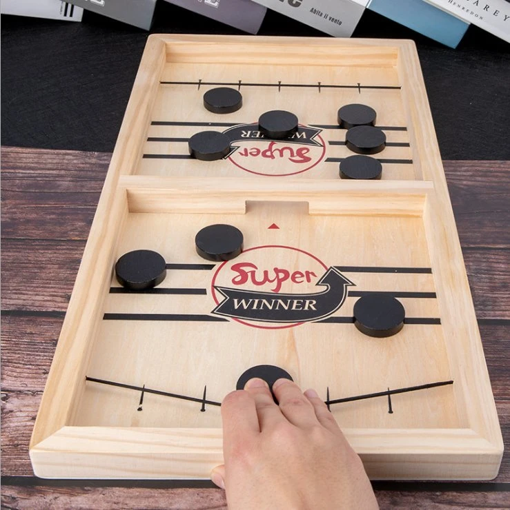 Two-in-One Funning Wooden Table Hockey Wooend Sling Puck Game Parent-Child Interactive