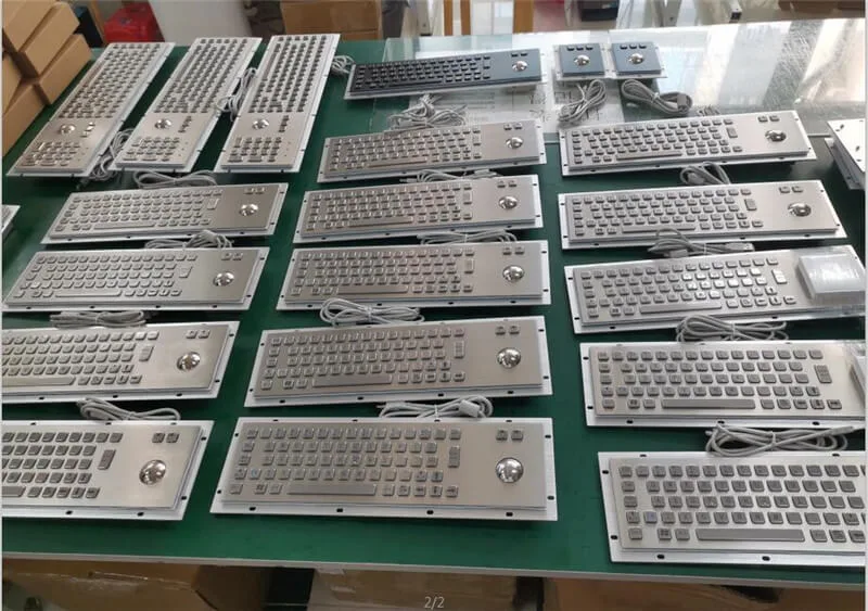 Panel Mount Custom Industrial Computer Waterproof Stainless Steel Metal Keyboard with Trackball Mouse