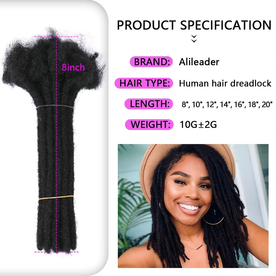 Wholesale/Supplier 100% Human Hair Virgin Handmade Afro Kinky Curly Hair Crochet Dreadlocks Extension Locs Hair Extension