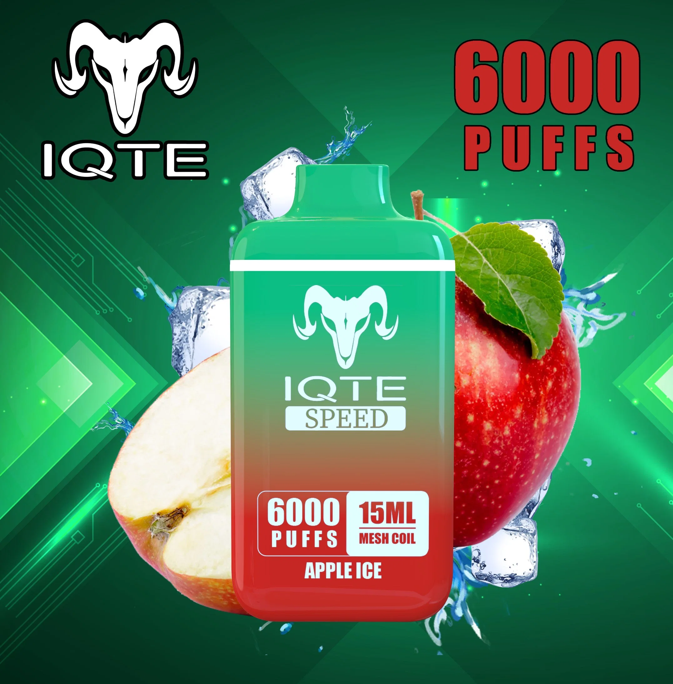 Usine Vente en gros Vape 6000puffs Iqte vitesse 10 arômes mesh Coil Vapeur jetable