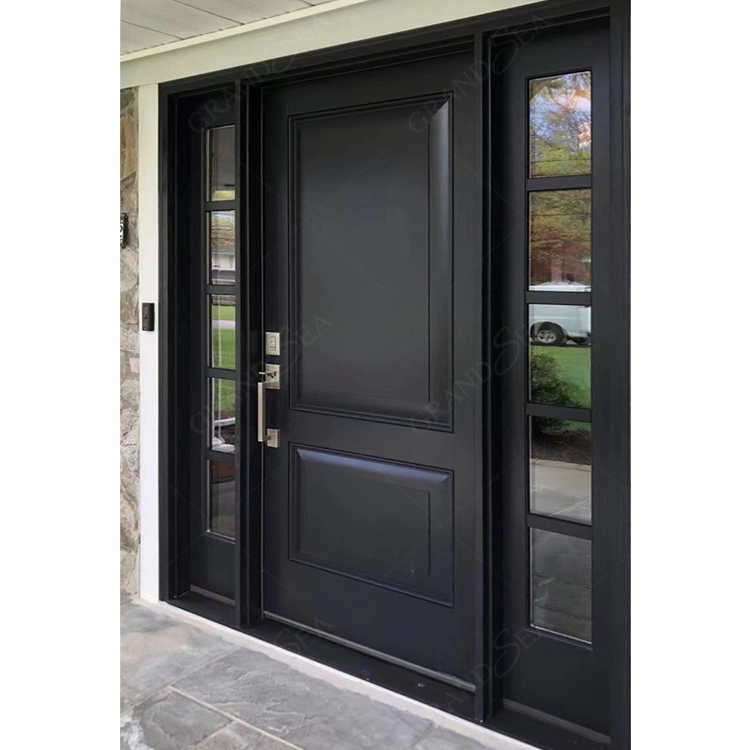 Luxury Mahogany Wood Entry Doors Solid Wood Glass Outside Door From Foshan Factory