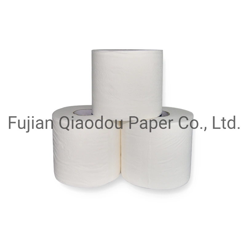 China Qiaodou Proveedor barato Blanco biodegradable Reciclaje papel higiénico rollo Tejido