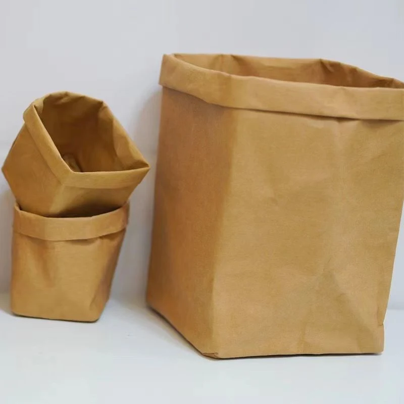 Bolsa de papel lavable Kraft, Bolsas de compra reutilizables, Bolsas de papel de cocina plantas de almacenamiento, comida, frutas, pote de flores, juguetes, Caqui