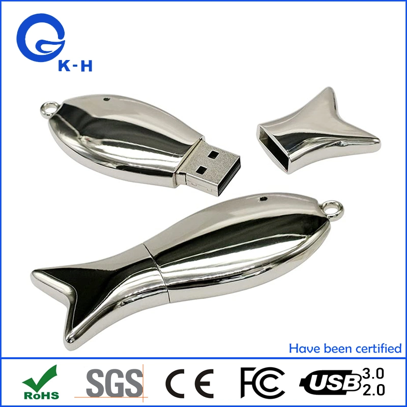 Metal Fish Shape USB 2.0 3.0 Flash Memory Stick