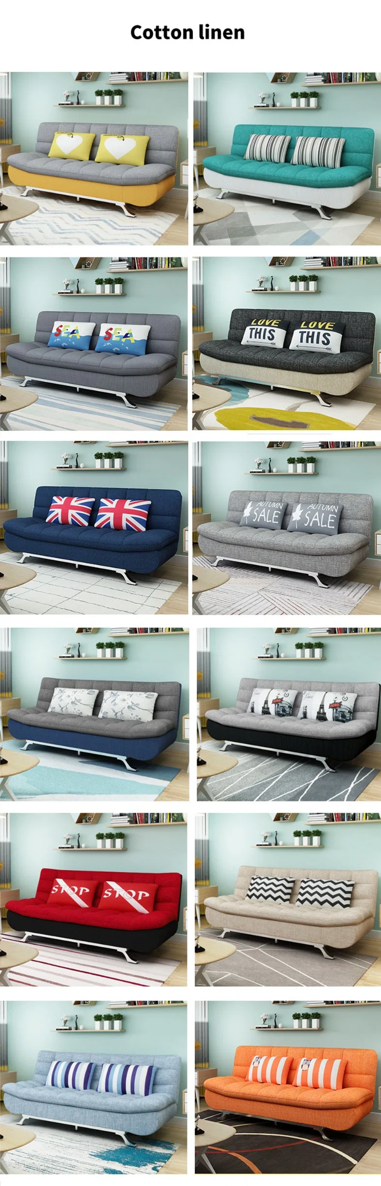 Factory Wholesale/Supplier Cheap Furniture Divan Sofa Cum Bed Modern Double Folding Sofa Bed