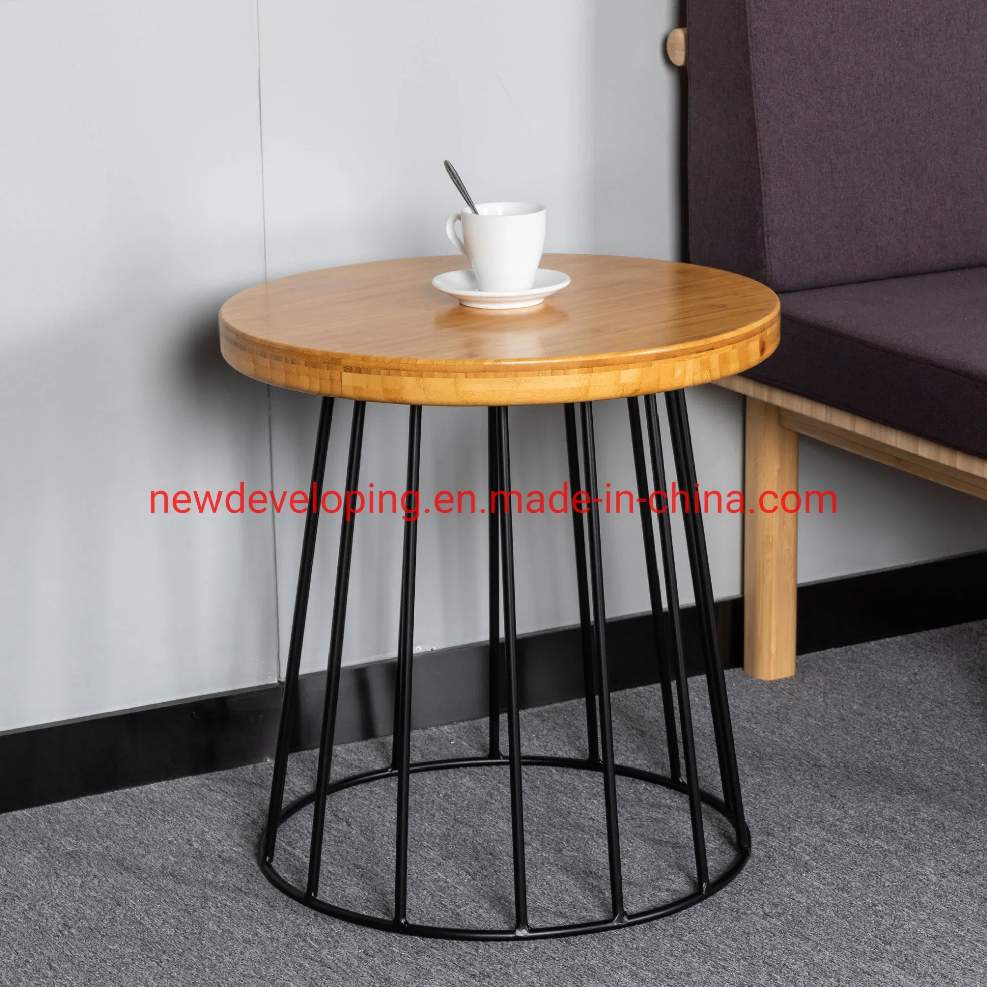 Round Sofa Modern Home Furniture Bamboo Coffee End Side Table