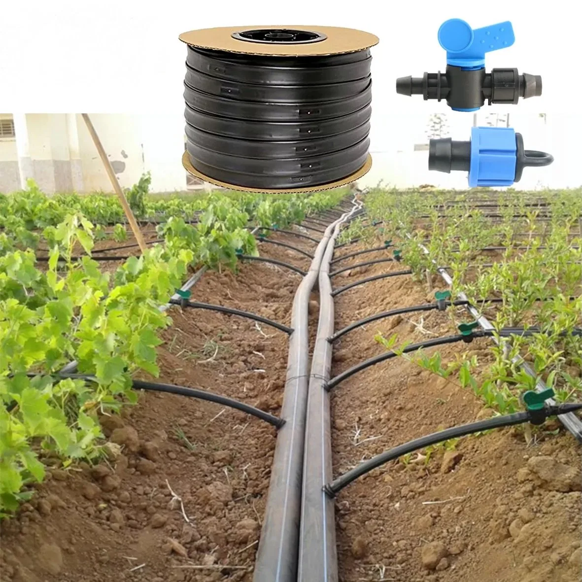 Flat Plastic PVC Watering Irrigation Pipe Fitting Farm System