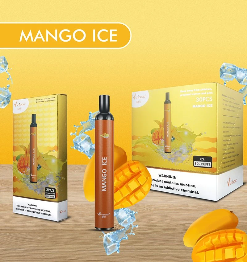 Cigarro electrónico Nuevo Diseño Vidges Bar 800 Puffs VAPE desechable Cartucho de impresión