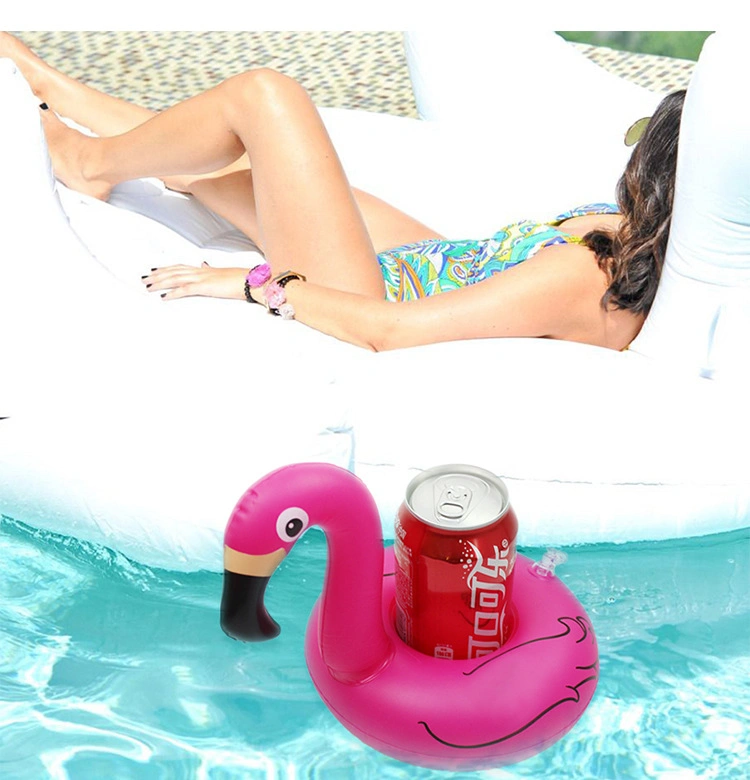 L'eau écologique jouer les jouets en PVC partie gonflable d'équipement Flamingo Porte boissons