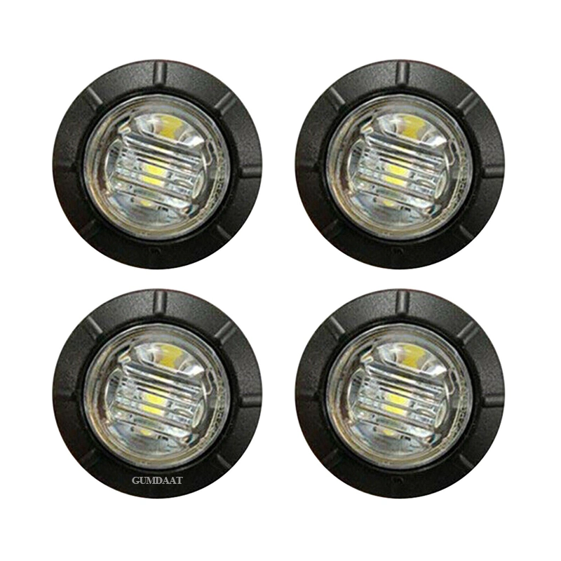 White Side Bulb 12V 24V Car Truck Lorry Round LED Bullet Button Side Mini Marker Lights Lamp