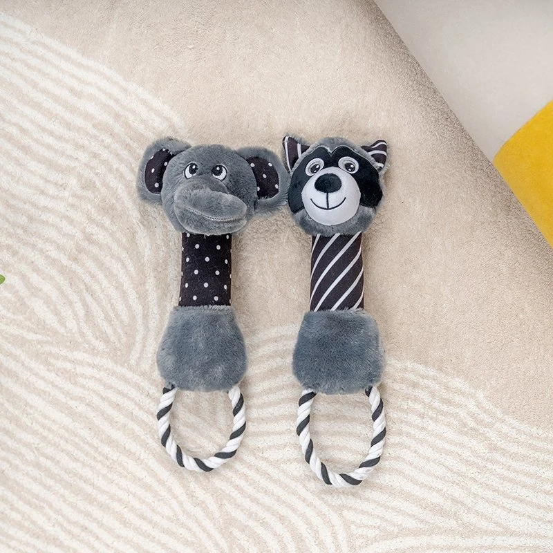 Rena mascota Cute Squeaker en blanco y negro de animales de peluche Peluche Perro Diseño clásico juguete con cuerda