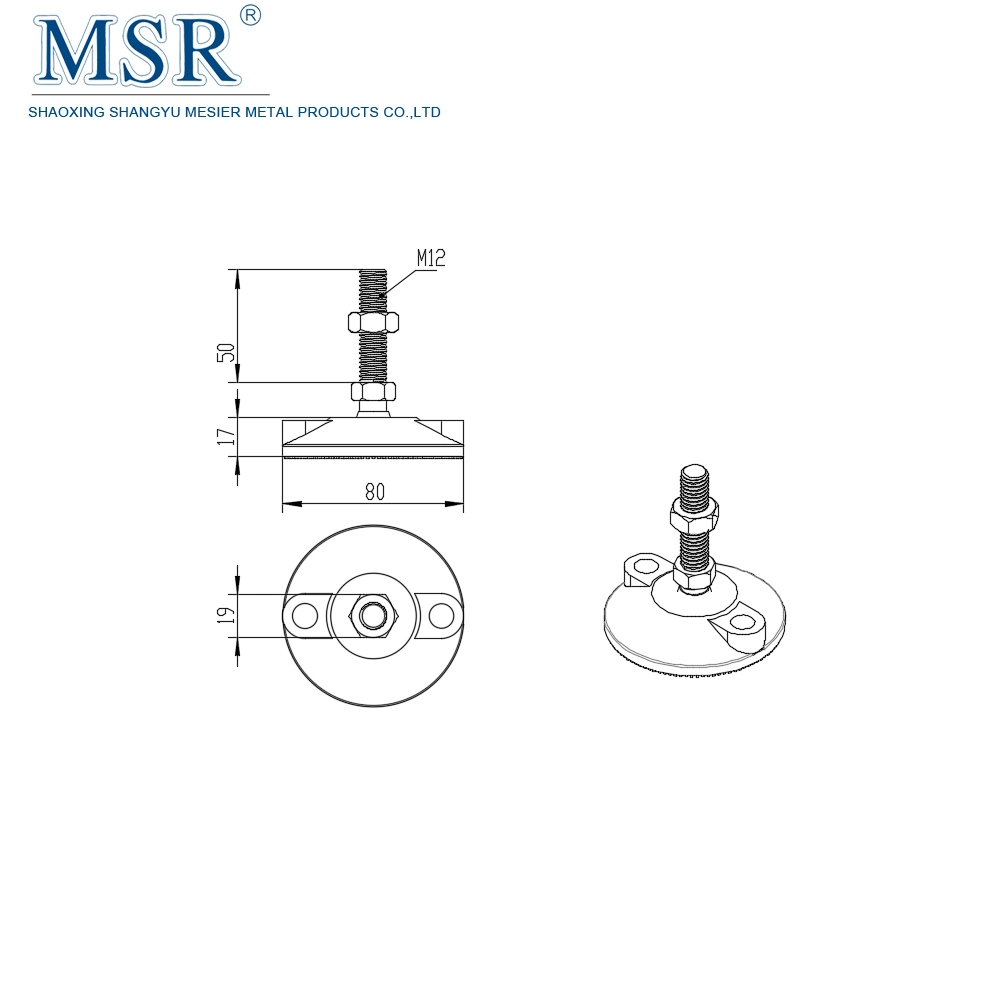 80b-M12*50 Adjustable Leveling Feet Fasteners for Aluminium Profile