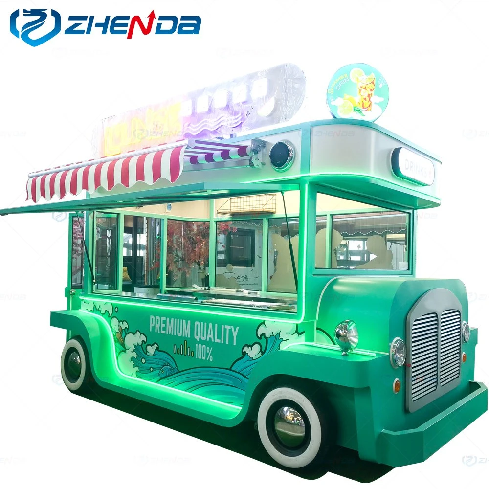 Zd-FT45 Best-Selling Green Food Truck/Electric Grill Hot Dog BBQ Food Cart Mobile Kitchen Cute Attraction Food Trailer