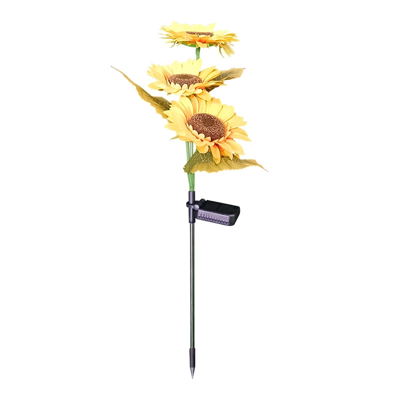 LED Solar wiederaufladbare wasserdichte dreifache Sonnenblume Stehlampe Outdoor Dekoration Weihnachtsbeleuchtung Weihnachtsgeschenk Gartenbeleuchtung