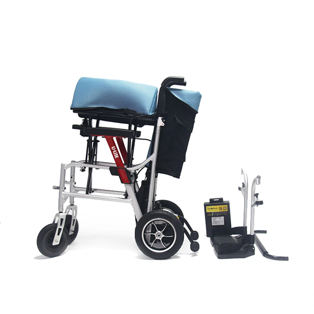 24V/10ah Lithium Battery Portable Lightweight Aluminum Electric Economical Wheelchair with Electromagnetic Brakes