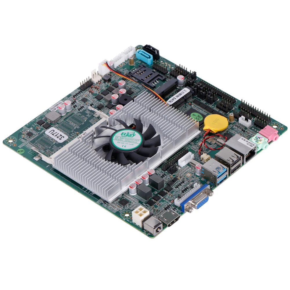 Venta caliente Elsky DDR3 de doble núcleo I3 de 1,8 Ghz de Procesador de la Junta 1037U I3 I5 I7 Mini PC Lvds junta con el ventilador para el Control Industrial 4.0