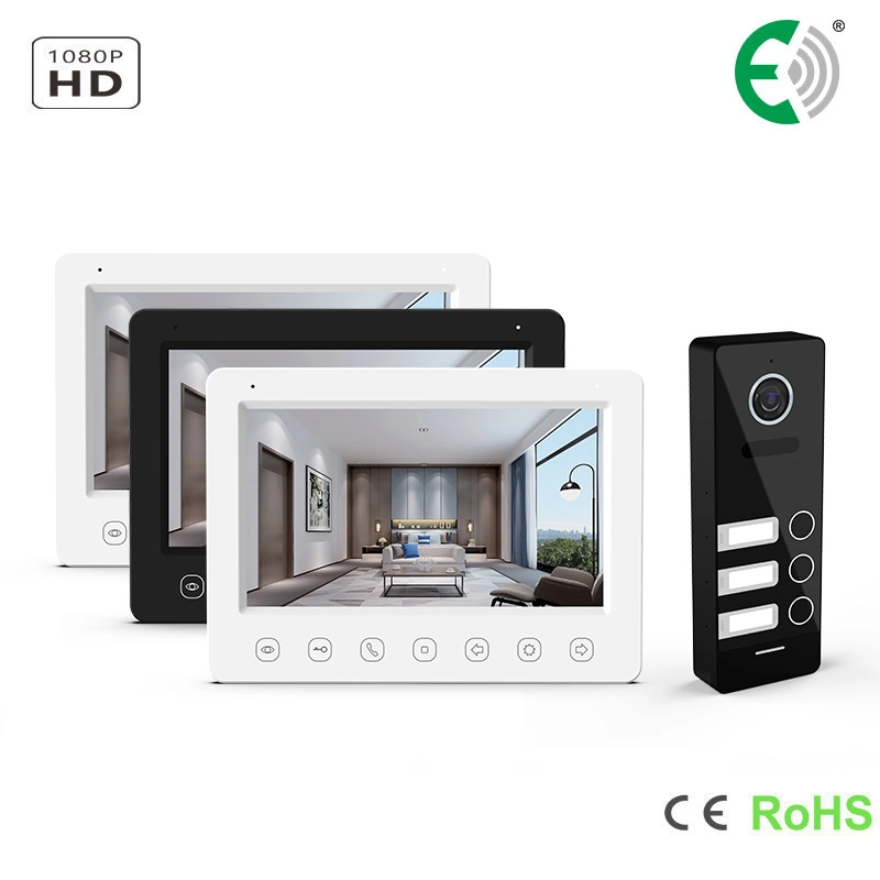 La seguridad del hogar 7 pulgadas de Video Portero Smart HD Intercome Timbre Timbre 3 Familia inteligente