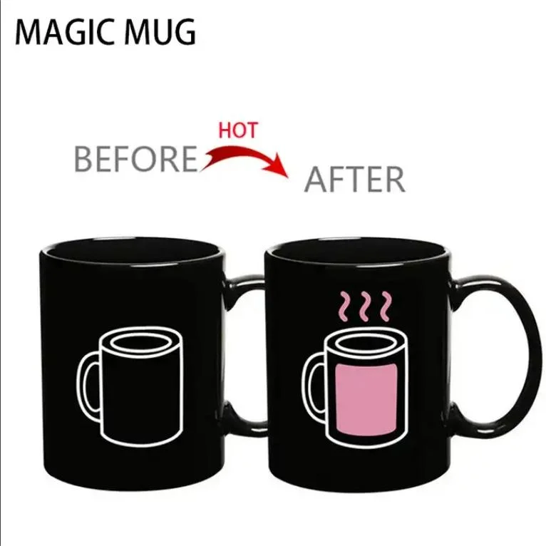 Customize! Magic Mug Change Color Pure Color Ceramic Mug Tableware Pure Glazed Coffee Cup Kitchenware Customized Color/Pattern/Logo/Design/Style/Shape