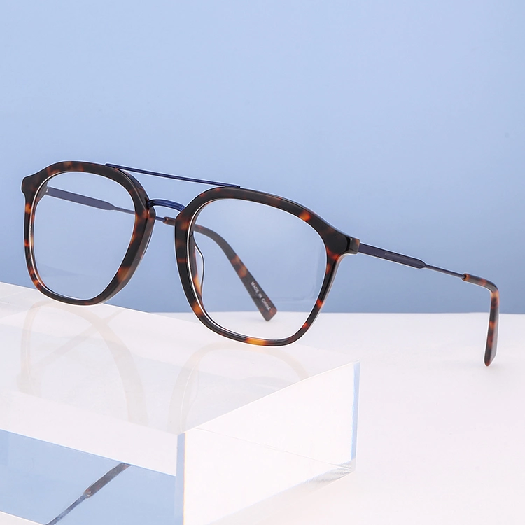 Classic Acetate Double Bridge Square Ready Goods Man Optical Frames