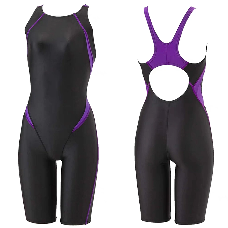 Maillot de bain de compétition professionnel une pièce pour femme, en PBT, pour athlètes, avec genouillères, pour sports de compétition, pour la musculation, et pour la natation.