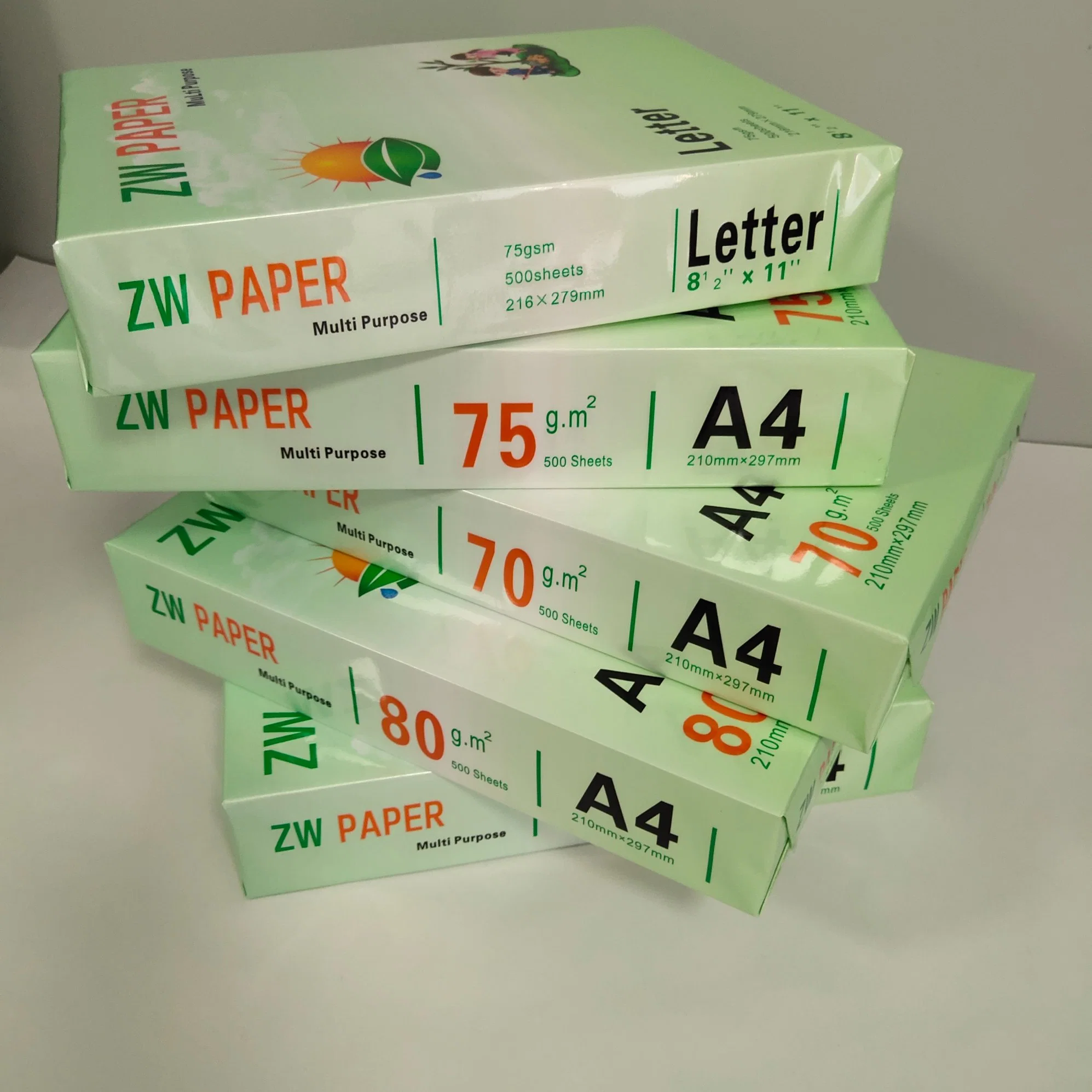 A4 70 GSM 500 Sheets School Office Pulp Copy Paper Manufacturer A4 Paper Copy for Print 80GSM 75GSM 70GSM Letter Size Legal Size