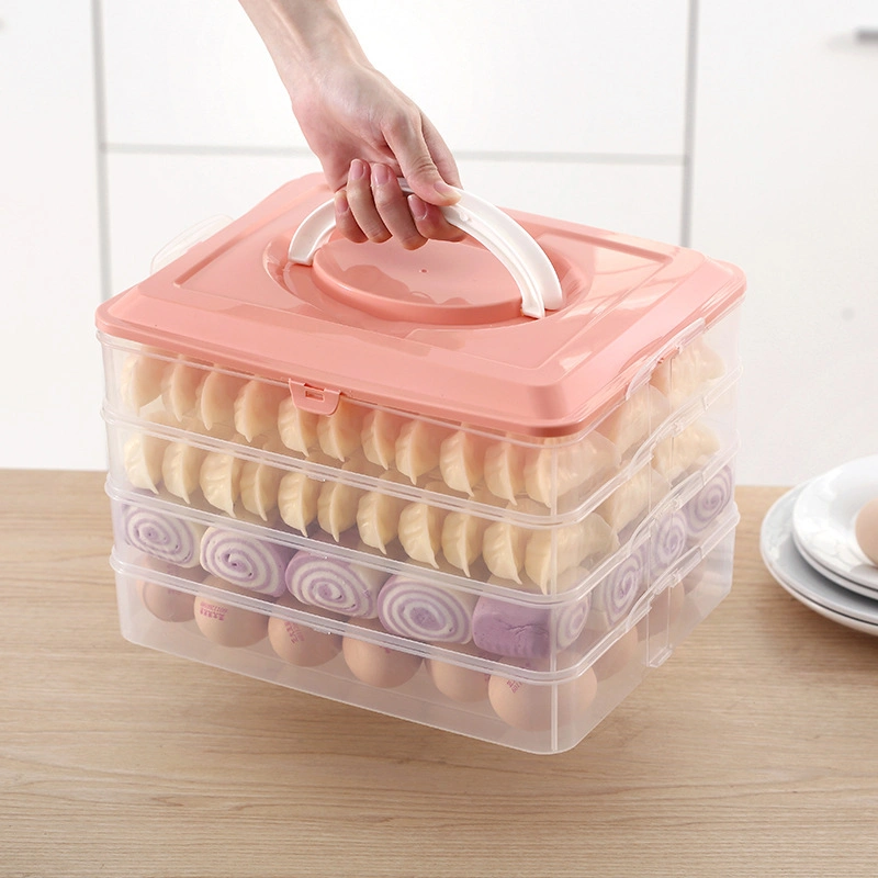 Grande Portátil Multi-função fresco-mantendo transparente Cozinha dumpling casa de alimento doméstico Caixa de armazenamento