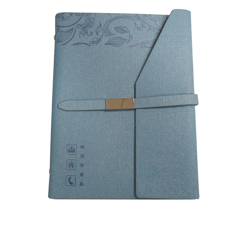 Grey PU Leather Notebook with Magnetic U Disk Buckle Business Daily Journal for Business Supply