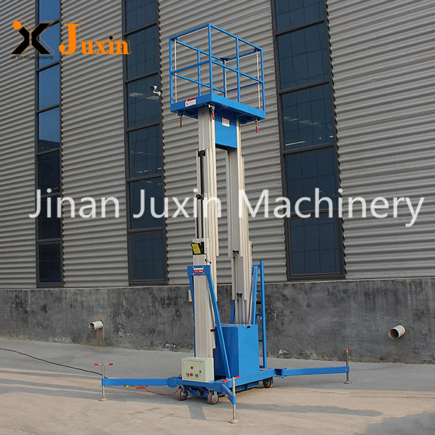 Jinan Juxin 200kg 4m-14m Aluminum Goods Lift Battery Powred Vertical Platform