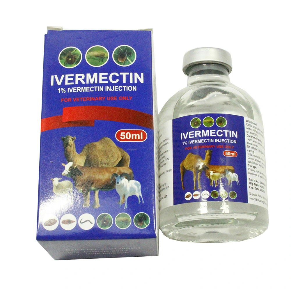 Medicamentos animales medicamentos veterinarios Inyección de Ivermectin 1% 50ml para Veterinarios Uso