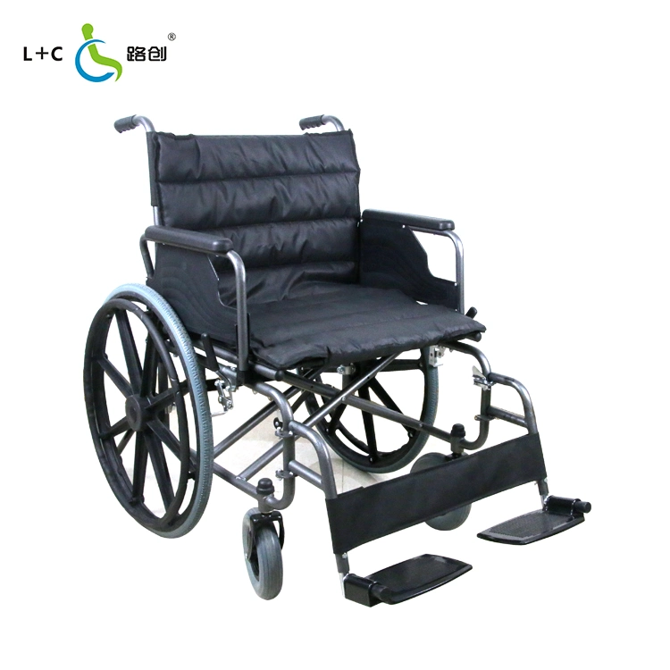 Heavy Duty Wheelchair Flip-up Handrests Detachable Footrests Wide Seat